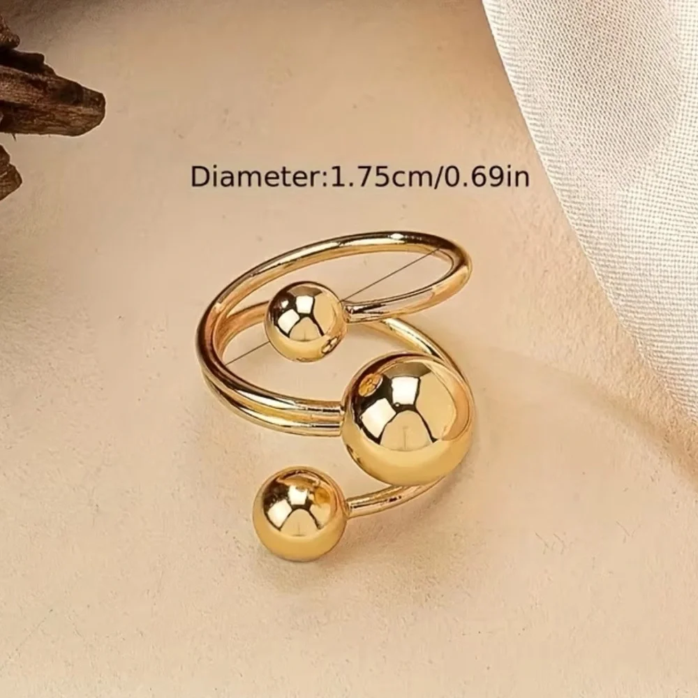 Elegant Gold asymmetrical Sphere Ring - Picture 3 of 4
